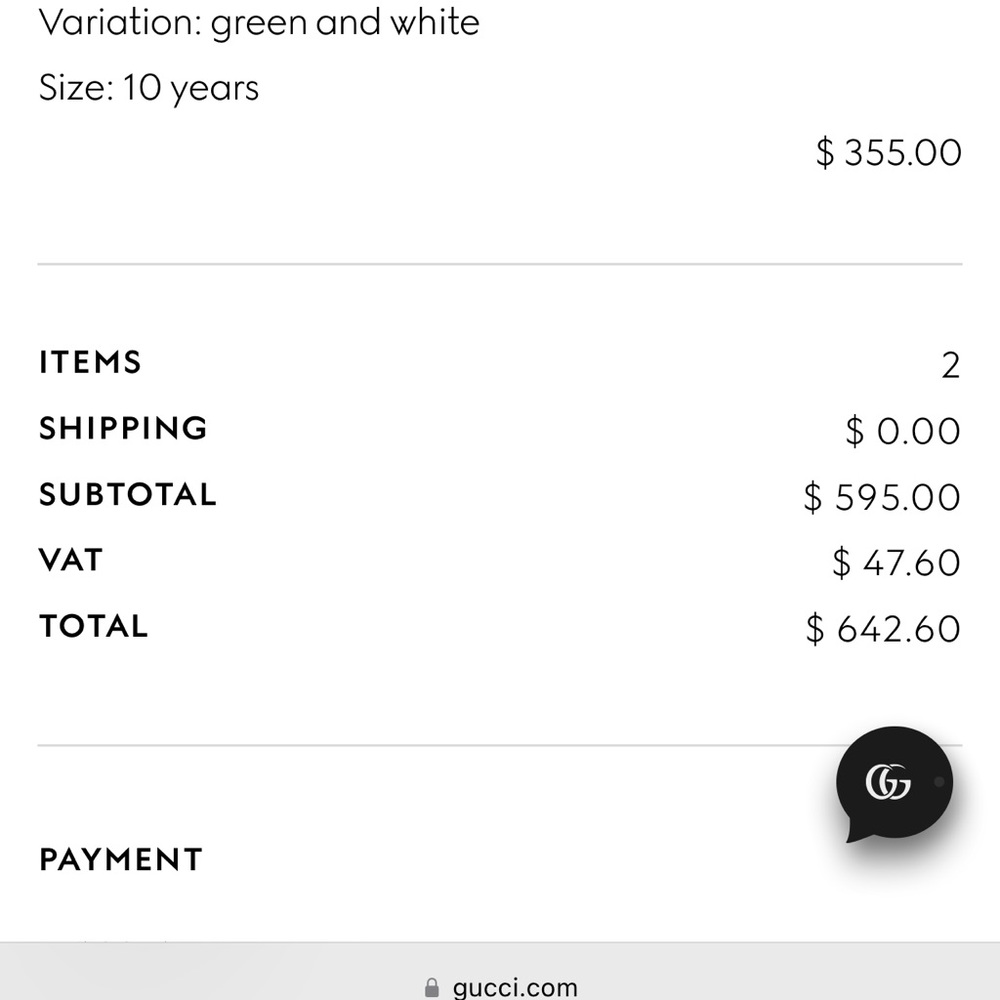 Size 10 Gucci set